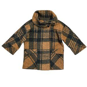 Charlie B Women's Size M Medium Plaid Boucle Jacket Coat Tan Black NWOT